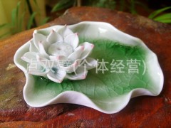 特价！陶瓷工艺品 批发荷叶盘莲花 香熏香插香炉 塔香线香 多色