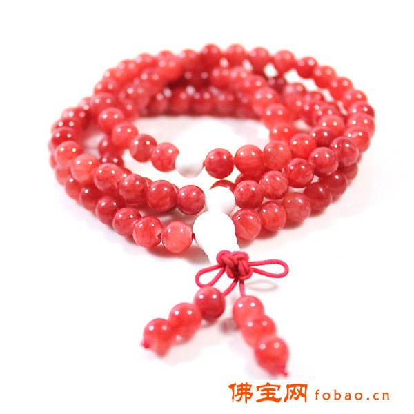 批发 天然水晶 时尚阿根廷红纹石佛珠（108颗）念珠6mm手链图1
