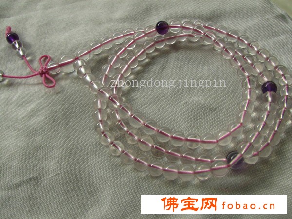 正品天然粉晶手链 佛珠手链 连云港水晶 三圈粉水晶手链 特价促销图1