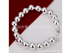 时尚个性镀银手链 8M佛珠手链-实心 欧美银饰品批发 特价H126