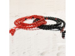 【绮缦饰品】天然黑玛瑙 红玛瑙108颗佛珠手链（情侣款）批发零售图1