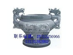 供应仿古雕刻庙宇用品石雕青石香炉宝鼎图1