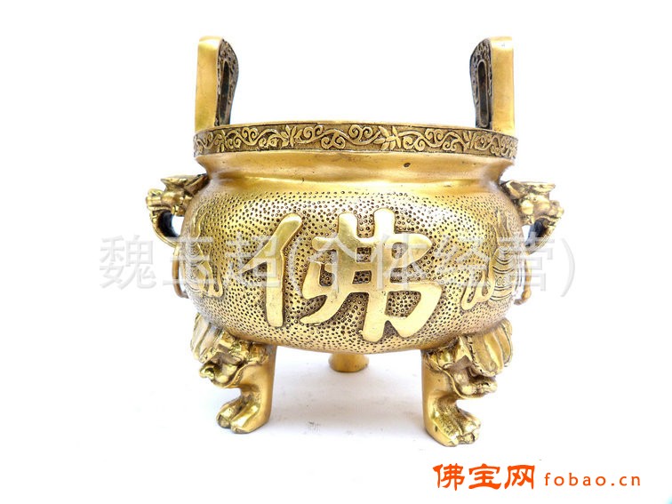 厂家特供铜佛字炉-铜器香炉-佛教香炉-香炉铜器-香炉器具图1