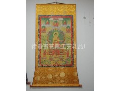 供应释迦牟尼与五方佛，真丝织锦唐卡图1