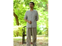 福莲夏款男款居士服男装太极服练功服麻棉圆领上衣零售价398元图1