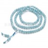 天然海藍寶色玉髓108顆佛珠多圈手鏈 隔白水晶念珠女手串