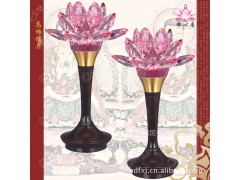 【佛心居】佛教用品供具 高档纯铜LED水晶节能佛灯手染金枝莲花灯图1