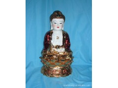 供应14寸镀金如来佛，陶瓷佛像,瓷器工艺品,宗教法器、法物图1