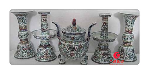寺庙陶瓷烛台 寺庙陶瓷供花定做 五供陶瓷烛台定做图1