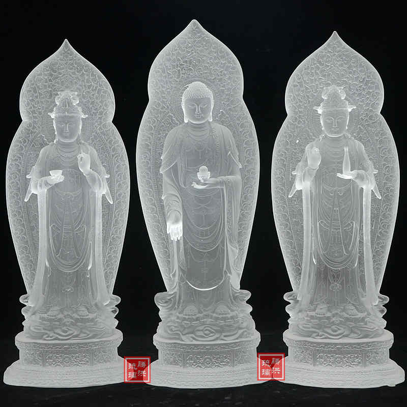 西方三圣琉璃佛像大势至菩萨琉璃佛像观世音菩萨琉璃佛像定制